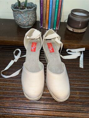 Hot Cakes Cream Tie-Ankle Espadrille Flats